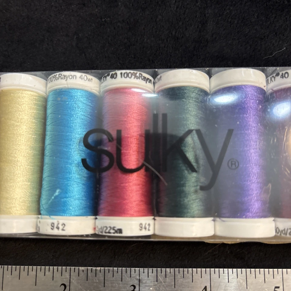 Lot 6 Sulky Thread Spools Rayon Variety Metallic Colors 250 Yards New Freeship! - Image 3 of 4