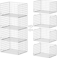 4-Tier Closet Shelf Organizer - Closet Organizers and Storage Basket Stackable