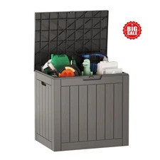 Outdoor Storage Box 31 Gallon Deck Boxes Indoor Waterproof Resin Bin Garden New