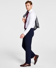 Michael Kors Mens Classic fit Dress Pants 42 / 30 Navy Blue Solid Stretch