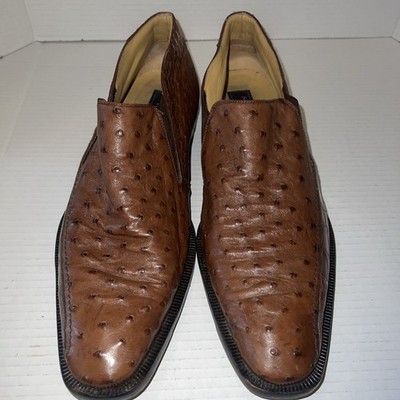 Mezlan Platinum Genuine Ostrich and Alligator Loafers Brown  display picture 1