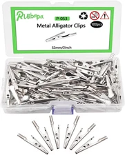 100 pcs Metal Alligator Clips 52 mm for Household 100pcs-52mm, Silver 