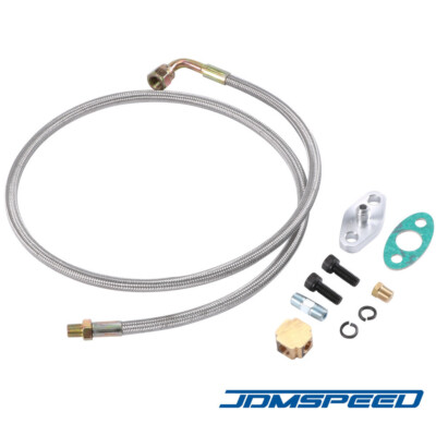 JDMSPEED Turbo Oil Feed Line Kit T3 T4 T60 T61 T70 1/8 PNT 90 Degree 41''