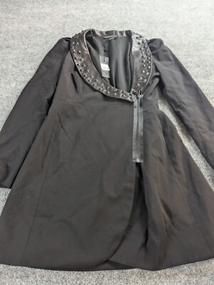 Mackage Coat / Dress  Womens 8 Leather Trim Black Designer NWT 