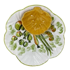 Los Angeles Potteries Chip Dip Bowl #975 Shrimp Mushrooms 1960s California USA