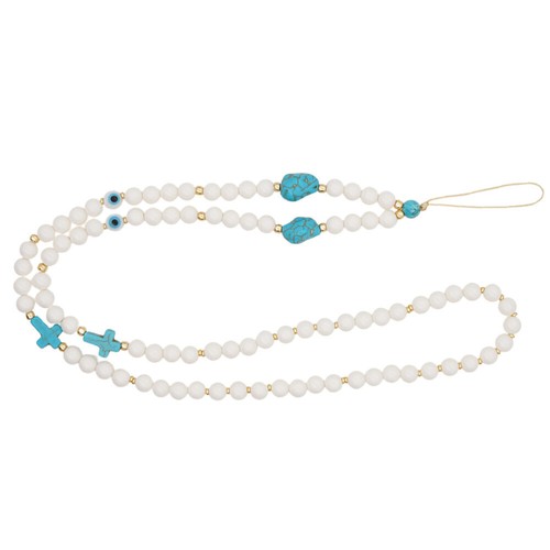 Turquoise Mobile Phone Chain Crystal Beaded Lanyard Hanging Neck Strap - 第 1/12 張圖片