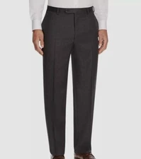 Canali Men Gray Wool Classic Fit Flat Front Trousers Dress Pants Size 38