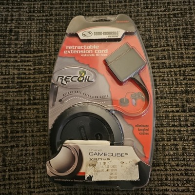 Game Elements Recoil Retractable Extension Cord, 10ft, PS2/Gamecube/Xbox New
