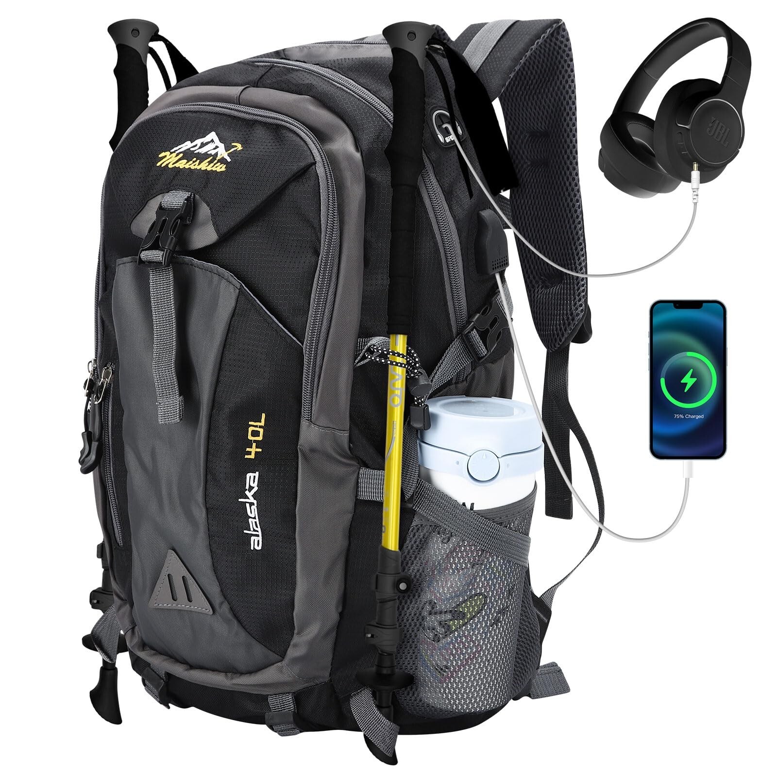 40L Lightweight Breathable Hiking Backpack for Men Women Travel Daypack-image