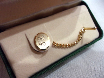 Gold Tone Tie Tack Engraved with Initials S.M.