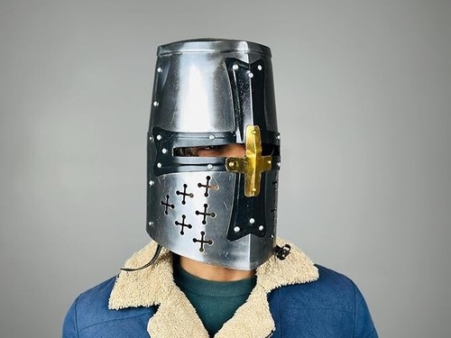 Mittelalter Tempelritter Rüstung Helm Heilig Kreuz Templer Kreuzritter Helm Kostüm - Bild 5 von 9