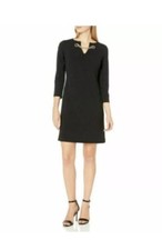 Tommy Hilfiger Women's Black Grommet Gold Chain Neck Shift Dress Size 10 NWT