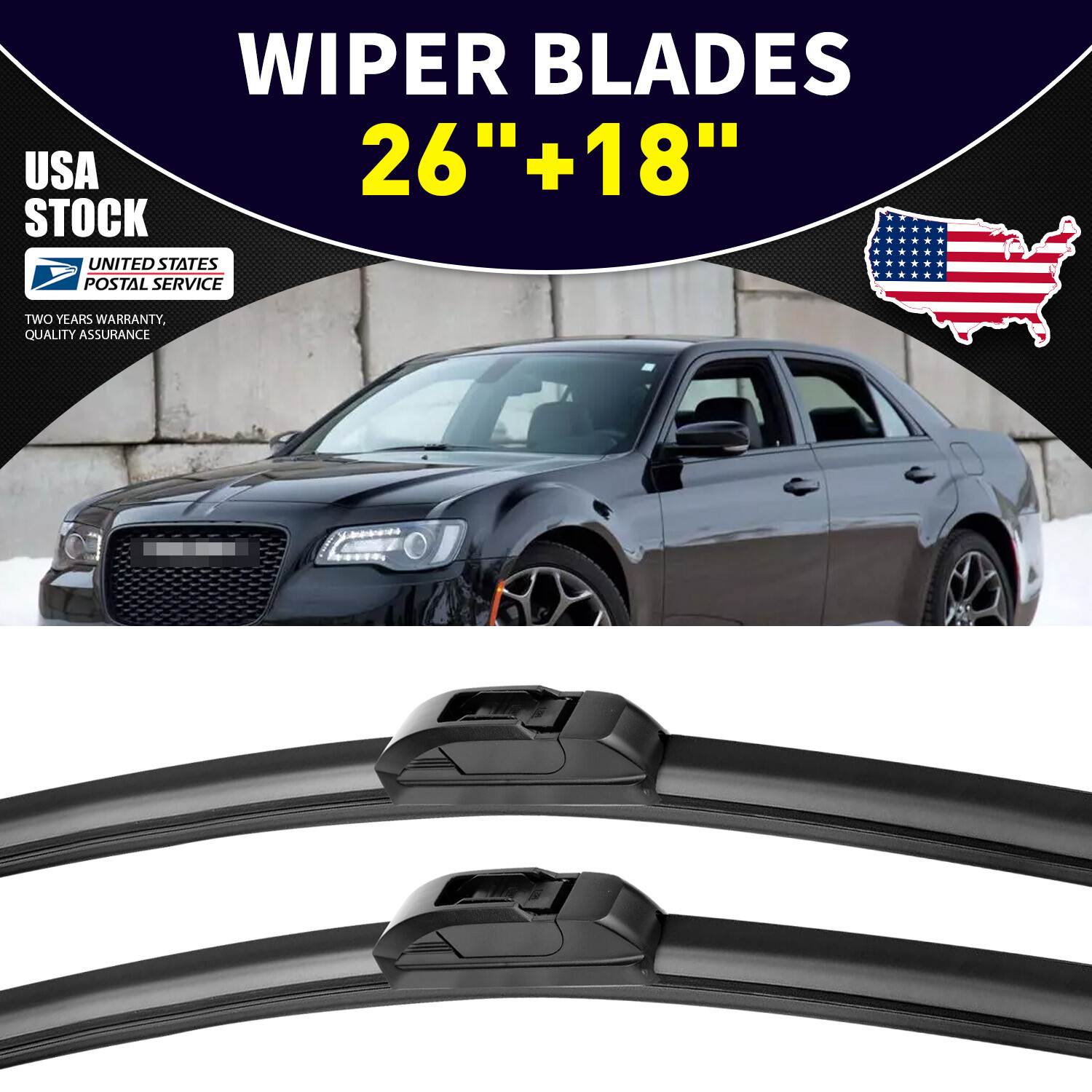 26in&18in Windshield U-hook Frameless Wiper Blades For Toyota Camry 2012-2017