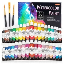 Shuttle Art Watercolor Paint Set 36 Colors Watercolor Paint in Tubes (12ml Each