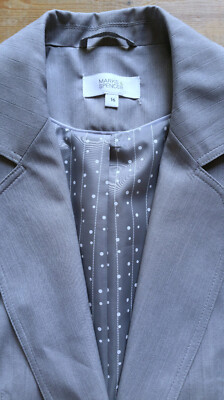 M&S Pale Light Grey Stripe Tailored Lined Jacket, UK16, Marks & Spencer, VGC