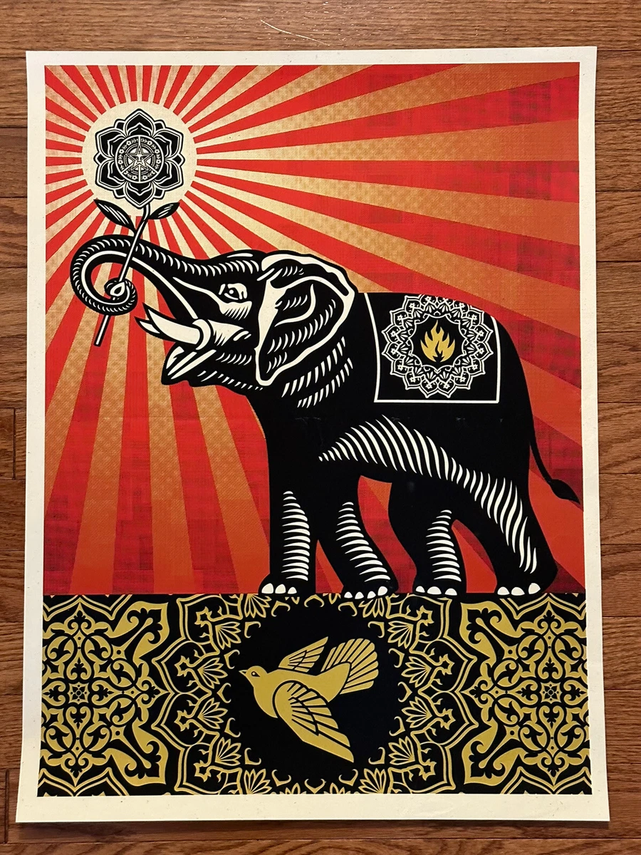 Shepard Fairey Peace Elephant Paster Print Obey Giant Banksy | eBay