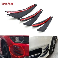 x 6 Carbon Fiber Pattern Spoiler Bumper Lip Fins Canards Splitters Chin Diffuser