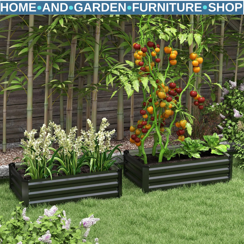 Outsunny Dark Grey Galvanised Raised Beds For Garden Set Of 2, Outdoor Elevated Planter Box, Easy-To-Assemble, For Growing Flowers, Herbs And Vegetables, Grey - Image 2