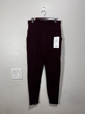 ATHLETA WOMEN'S BALANCE 7/8 TIGHT LEGGINGS WITH POCKETS SIZE S BURGUNDY