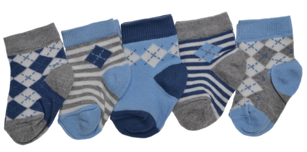 5 pairs of Blue Baby socks - Argyle design socks 0-3 months