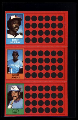 EDDIE MURRAY 1981 Topps Scratch-Off 3 Card Panel w/Aikens & Velez C1