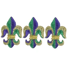 3-Pack Fleur de Lis Applique Patch Mini Mardi Gras Embroidered Badge 1" Iron On