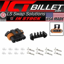 ICT Billet GM LS O2 Oxygen Sensor Flat 4-Wire Female Connector Component Kit