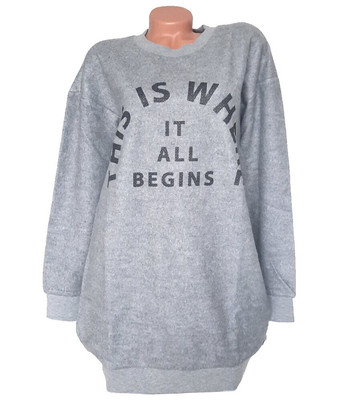 BENCH Damen Pullover Longpullover Fleece grau Winter Größe S 36 bis 40 NEU SW46