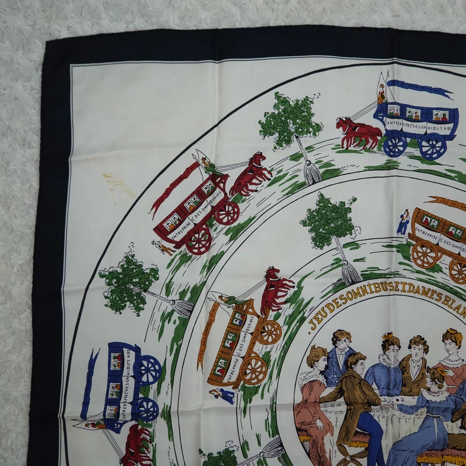 HERMES Paris Jeu Des Omnibus Et Dames Blanches Silk Scarf Scarves 34" X 35.5" O9 - Image 2 of 4