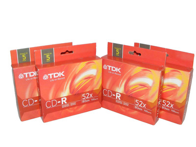 TDK CD-R Compact Media Recordable Discs 700 MB 80 min 52x Jewel Slims Lot 20 New