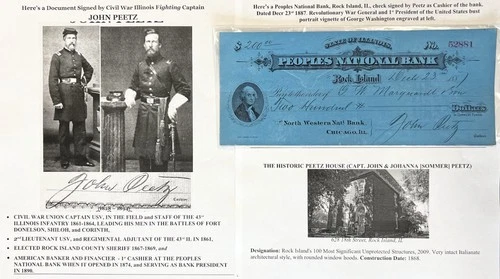 CIVIL WAR SHILOH CAPTAIN 43rd IL INFANTRY SHERIFF BANKER PEETZ DOCUMENT SIGNED