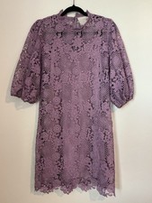 Johnny Was Lorrie Lace Cotton Eyelet Mini Dress Purple Sz S