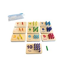 Montessori Wooden Counting Peg Boards, set of 10, Kids Learning Activity Toy