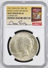 1921 Peace Silver Dollar NGC MS-64 PEACE MINT ERROR BREAK ALONG RIM @3:00