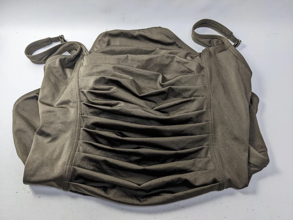 Traje de baño Calvin Klein cobertura completa plisado bronce metálico de una pieza para mujer 16 Foto 4 de 4