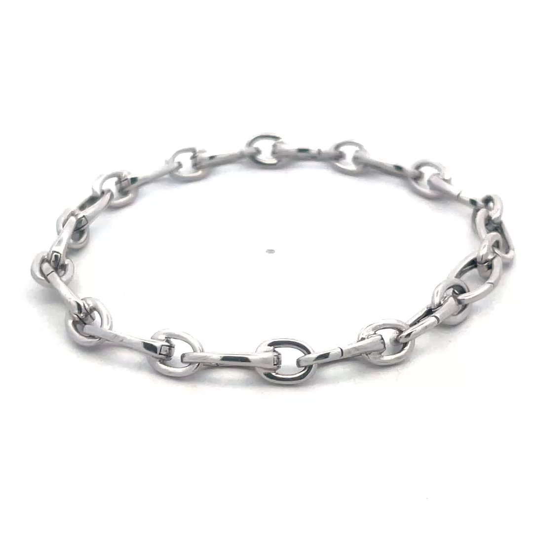 Tiffany & Co. Clasping Link Gold Bracelet 18k White Marquise Shape