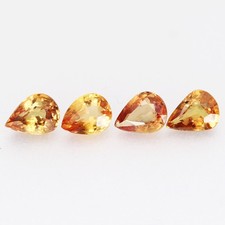 4pcs/Lot 1.27ct Pear 4.8x3.7mm Natural Unheated Yellow Songea Sapphire, Tanzania