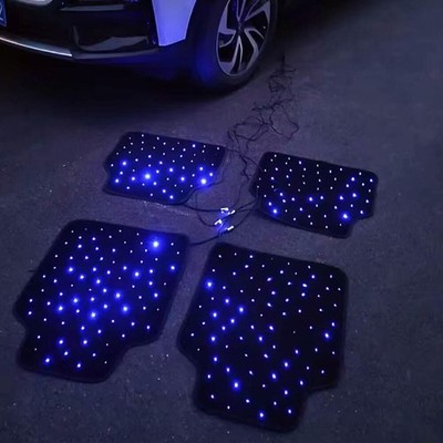 4IN1 Starry Sky Star Light Floor Mats,LED Car Floor Mats Set with App Control