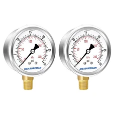 Manómetro de presión con esfera de 2-1/2", relleno de glicerina, 0-30 psi/kPa