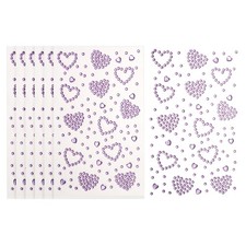 6Sheets Heart Gem Sticker, Face Gem Stickers, Purple