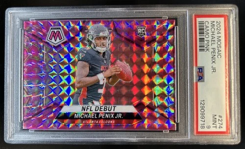 2024 Panini Mosaic Michael Penix Jr. RC Camo Pink Prizm NFL Debut #274 PSA 9