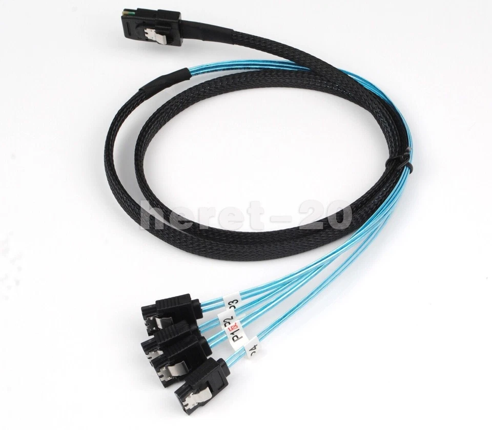 Internal Mini-SAS SFF8087 To 4x Straight Reverse SATA Fanout Cable Length 1m - Image 4 of 4