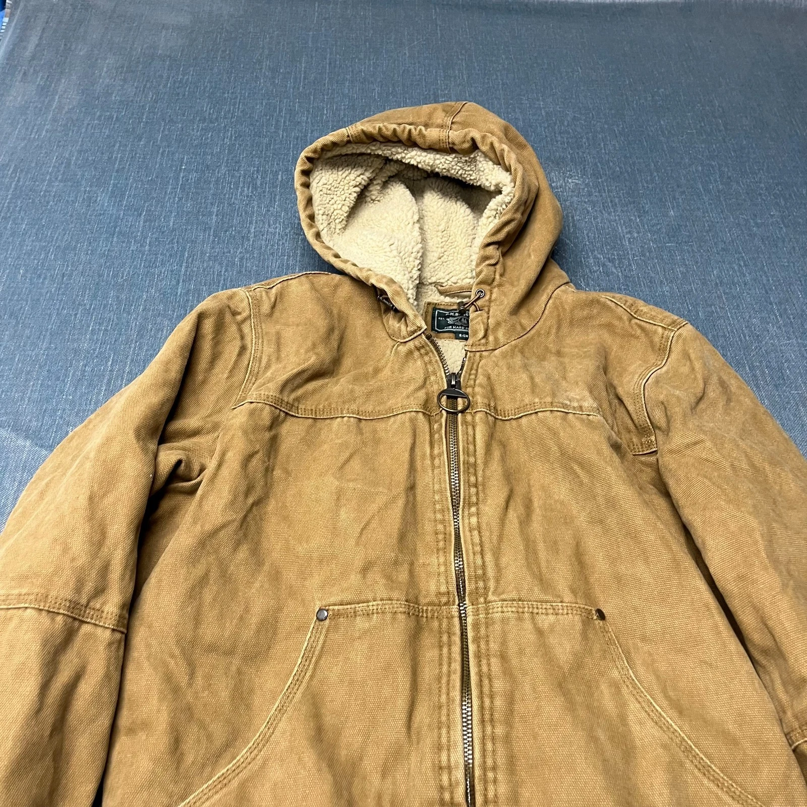 G.H. Bass & Co. Men's Jacket Size S Brown Duck Canvas Sherpa Lined Workwear image 2