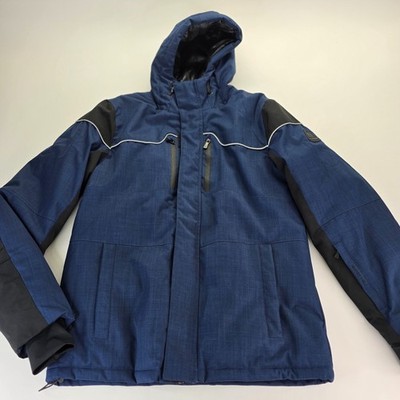 Men's Hooded Ski Parka Jacket Avalanche Weather Shield Blue / Black Coat Small