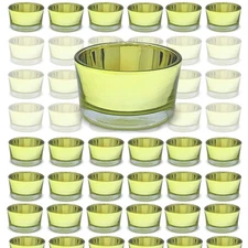 Gold Tea Light Candle Holders - Bulk Set of 72 - Accepts Either Wax or LED Ca...