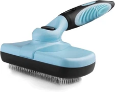 Pets First Self Cleaning Slicker Brush for Dogs & Cats Safe & Fine Bristles