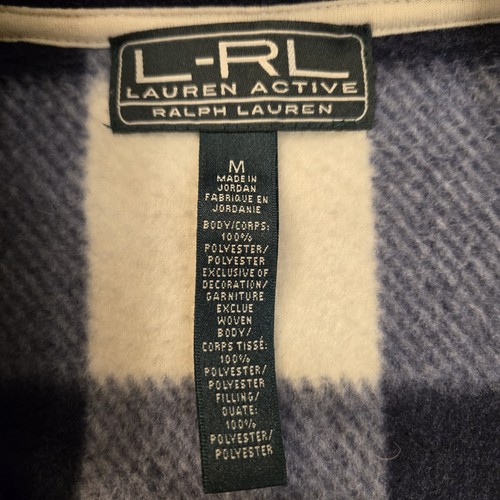 Ralph Lauren Active Hybrid Puffer Jacket Fleece Gingham Plaid Puffer Women’s M - Picture 6 of 9