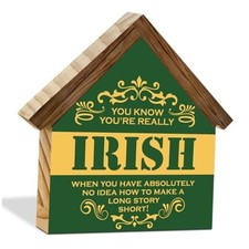 Funny Irish Wood Sign Home Decor Humor St. Patrick's Day Ireland House Shaped