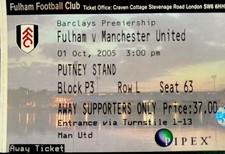 FULHAM V MANCHESTER UNITED-01/10/05-BARCLAYS PREMIER LEAGUE TICKET.