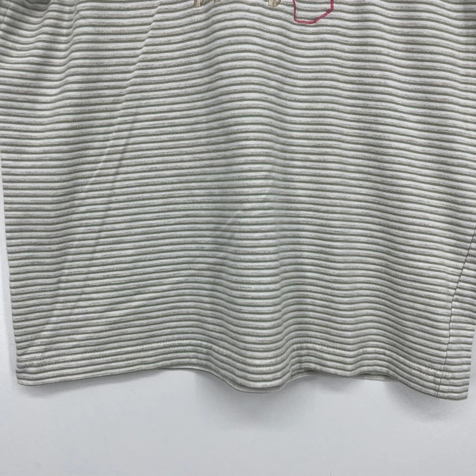 Camiseta Shenanigans Para Mujer Talla S Verde Vintage Rayas Bordada Floral Foto 3 de 4